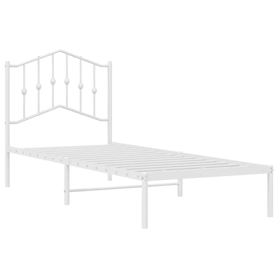 Cadre de lit métal sans matelas avec tête de lit blanc 90x190cm - 4