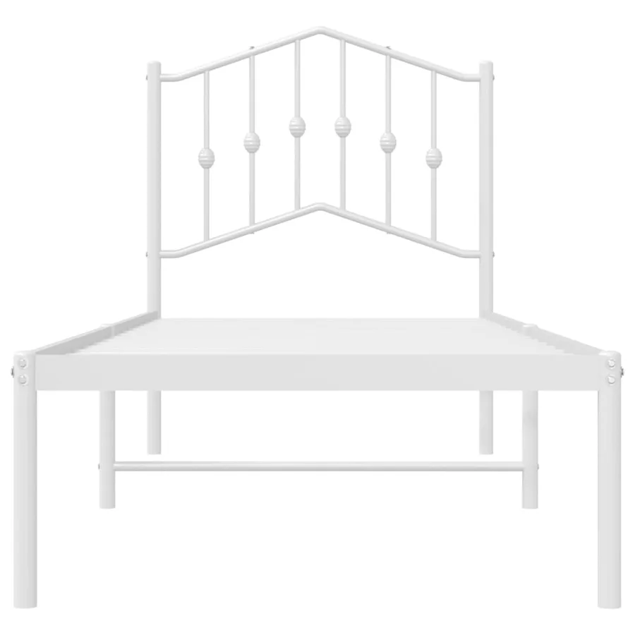 Cadre de lit métal sans matelas avec tête de lit blanc 90x190cm - 5