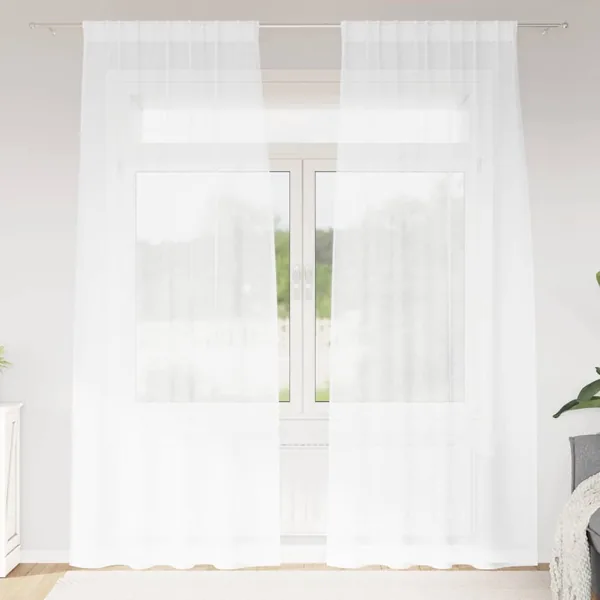 Rideau en Voile 2 pcs Blanc 260 x 140 cm Polyester