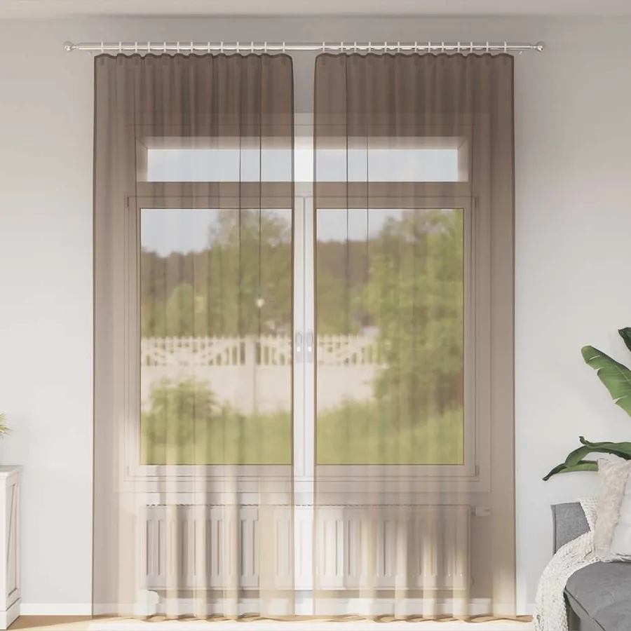 Rideaux en voile à œillets 2 pcs marron clair