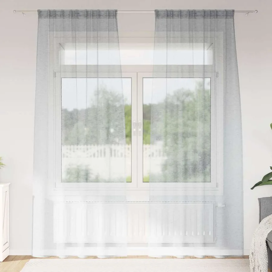 Rideau en Voile 2 pcs Gris foncé 245 x 140 cm Polyester