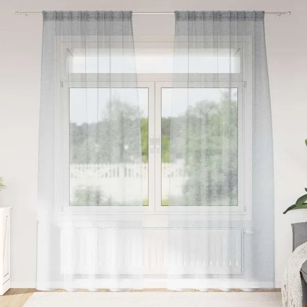 Rideau en Voile 2 pcs Gris foncé 245 x 140 cm Polyester