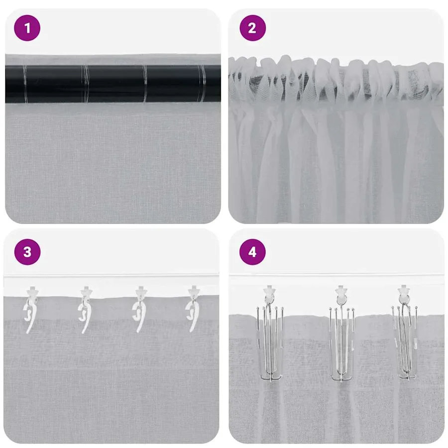 Rideau en Voile 2 pcs Gris foncé 245 x 140 cm Polyester - 7