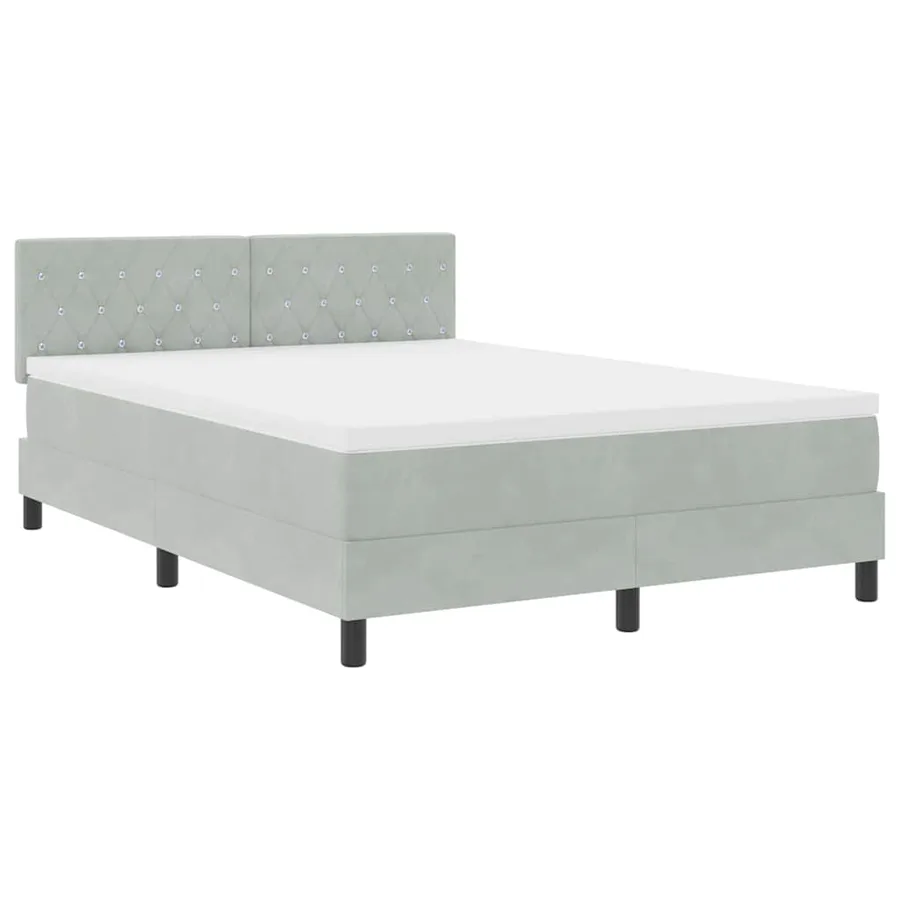 Lit à ressorts avec matelas Gris clair 160 x 200 cm Velours - 4