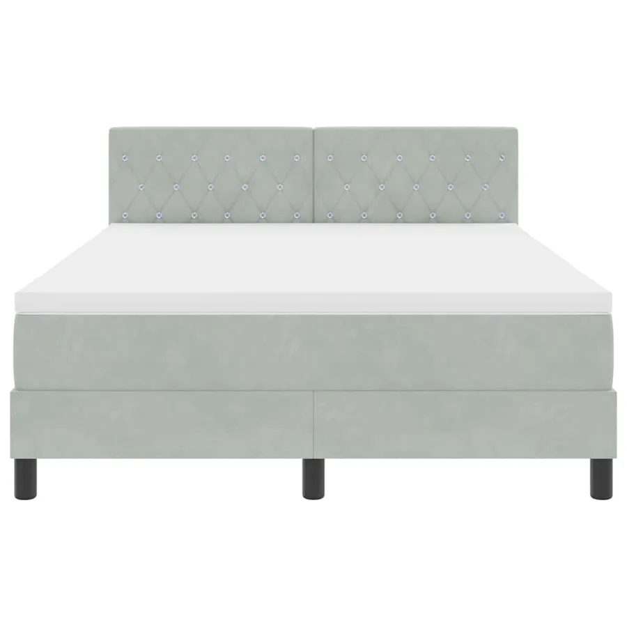 Lit à ressorts avec matelas Gris clair 160 x 200 cm Velours - 7