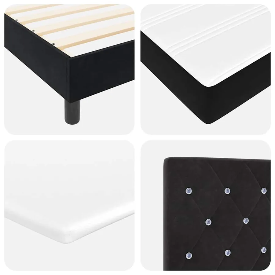 Lit à ressort LED avec matelas Noir 80 x 200 cm Velours - 11