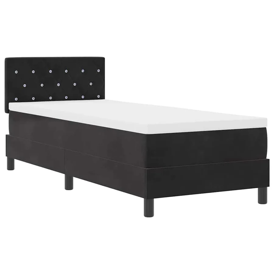 Lit à ressort LED avec matelas Noir 80 x 200 cm Velours - 2