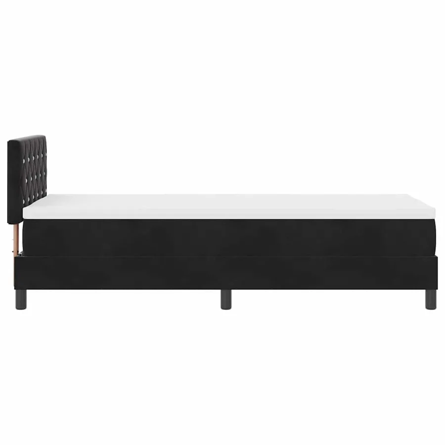 Lit à ressort LED avec matelas Noir 80 x 200 cm Velours - 9