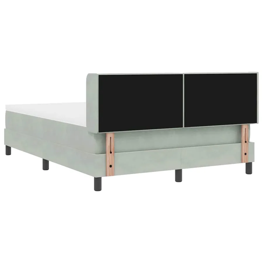 Lit à ressorts avec tête de lit Gris clair 200 x 140 cm Velours - 9