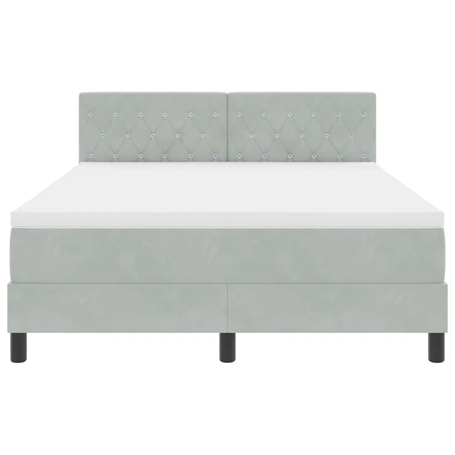 Lit à ressort LED avec matelas Gris clair 140 x 200 cm Velours - 7