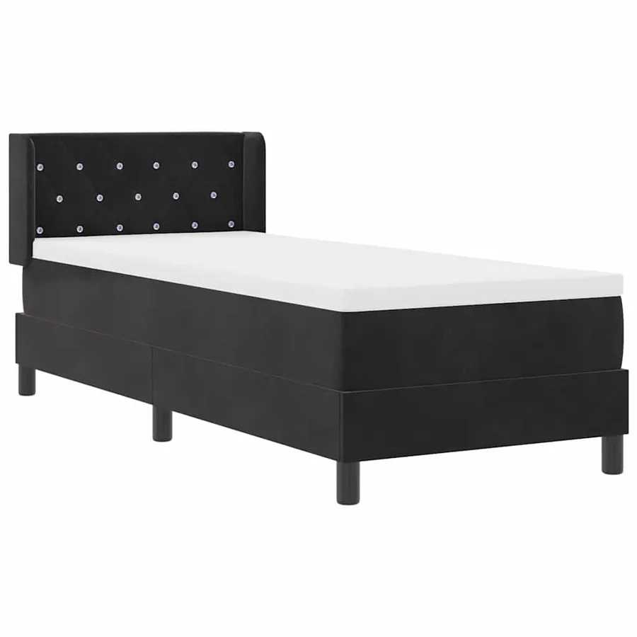 Lit à ressorts avec tête de lit Noir 200 x 80 cm Velours - 6
