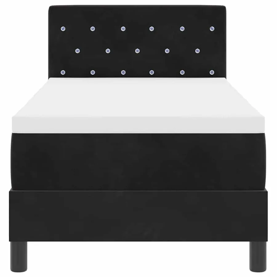 Lit à ressorts avec matelas Noir 80 x 200 cm Velours - 7