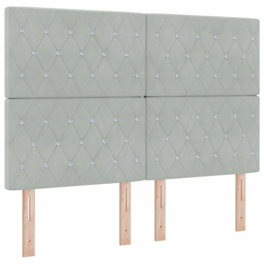 Lit à ressort LED avec matelas Gris clair 140 x 200 cm Velours - 2