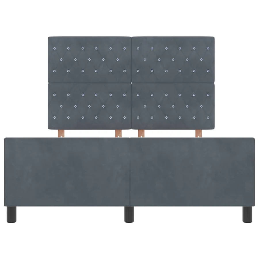 Lit à ressorts avec tête de lit Gris foncé 140 x 190 cm Velours - 7