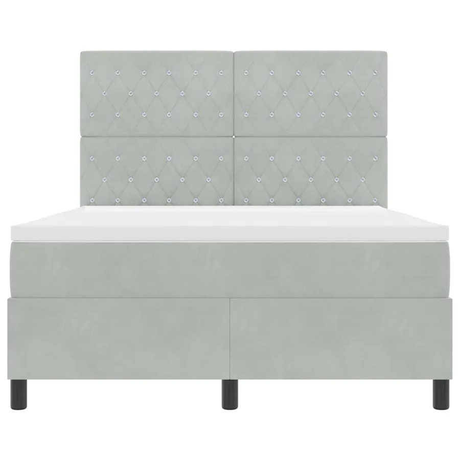 Lit à ressorts avec matelas Gris clair 160 x 200 cm Velours - 7