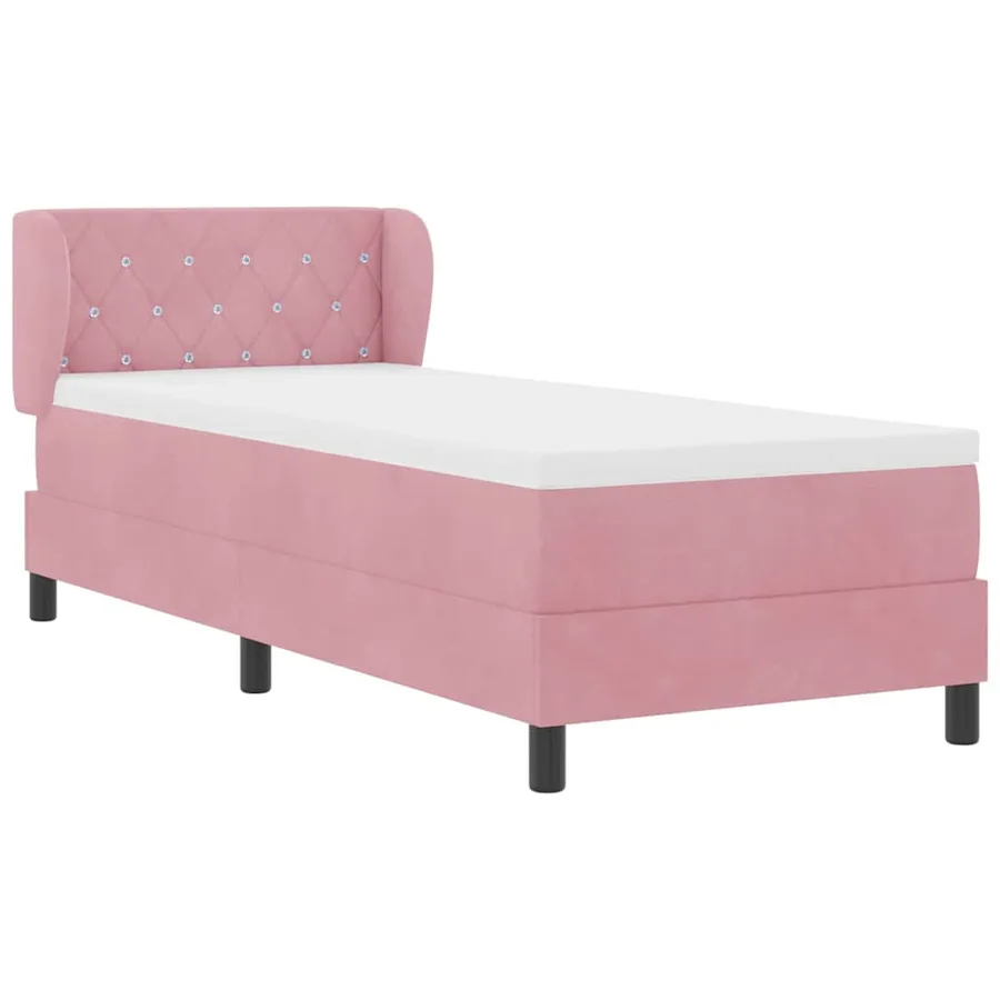 Lit à ressorts avec tête de lit Rose 80 x 200 cm Velours - 6