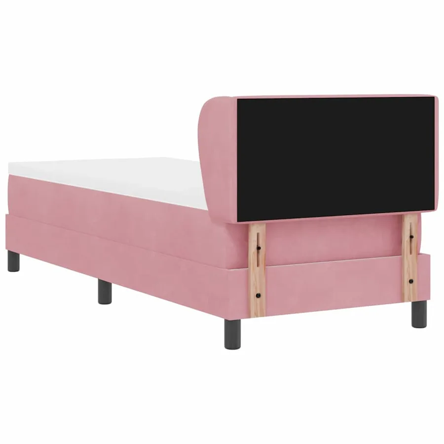 Lit à ressorts avec tête de lit Rose 80 x 200 cm Velours - 9