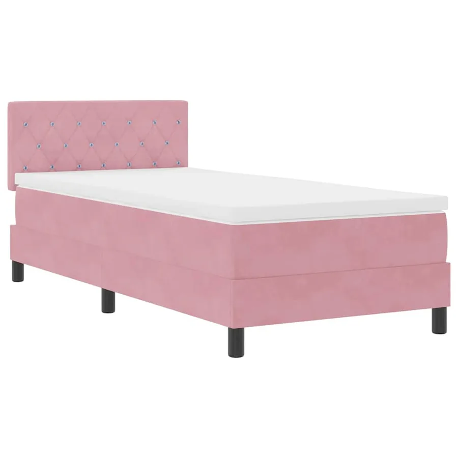Lit à ressort LED avec matelas Rose 90 x 190 cm Velours - 2
