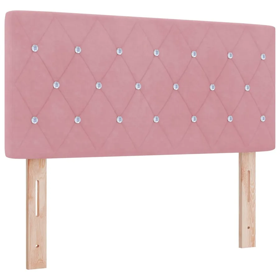 Lit à ressort LED avec matelas Rose 90 x 190 cm Velours - 7