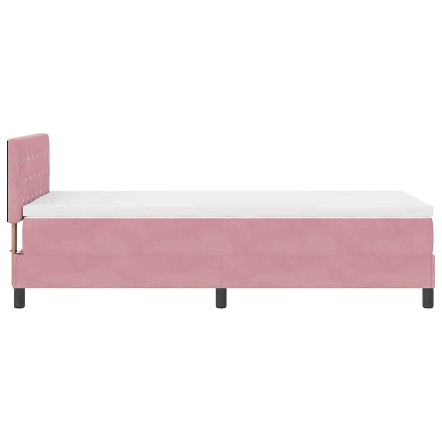 Lit à ressort LED avec matelas Rose 90 x 190 cm Velours - 9