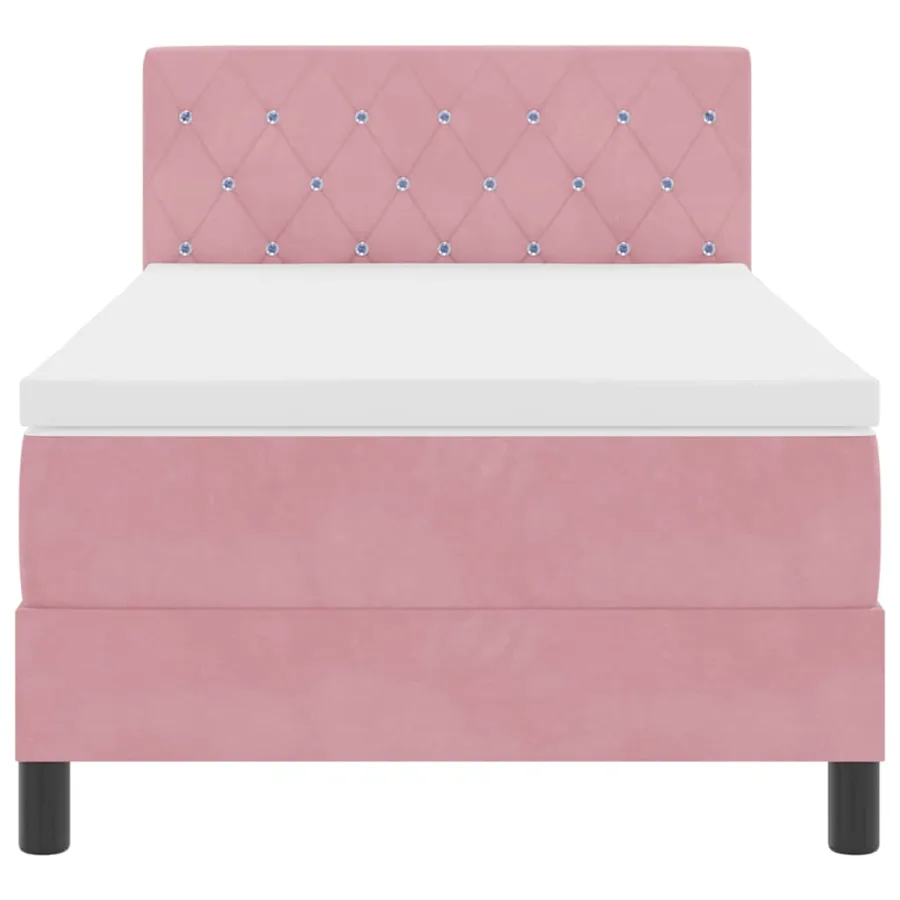 Lit à ressorts avec matelas Rose 90 x 190 cm Velours - 7