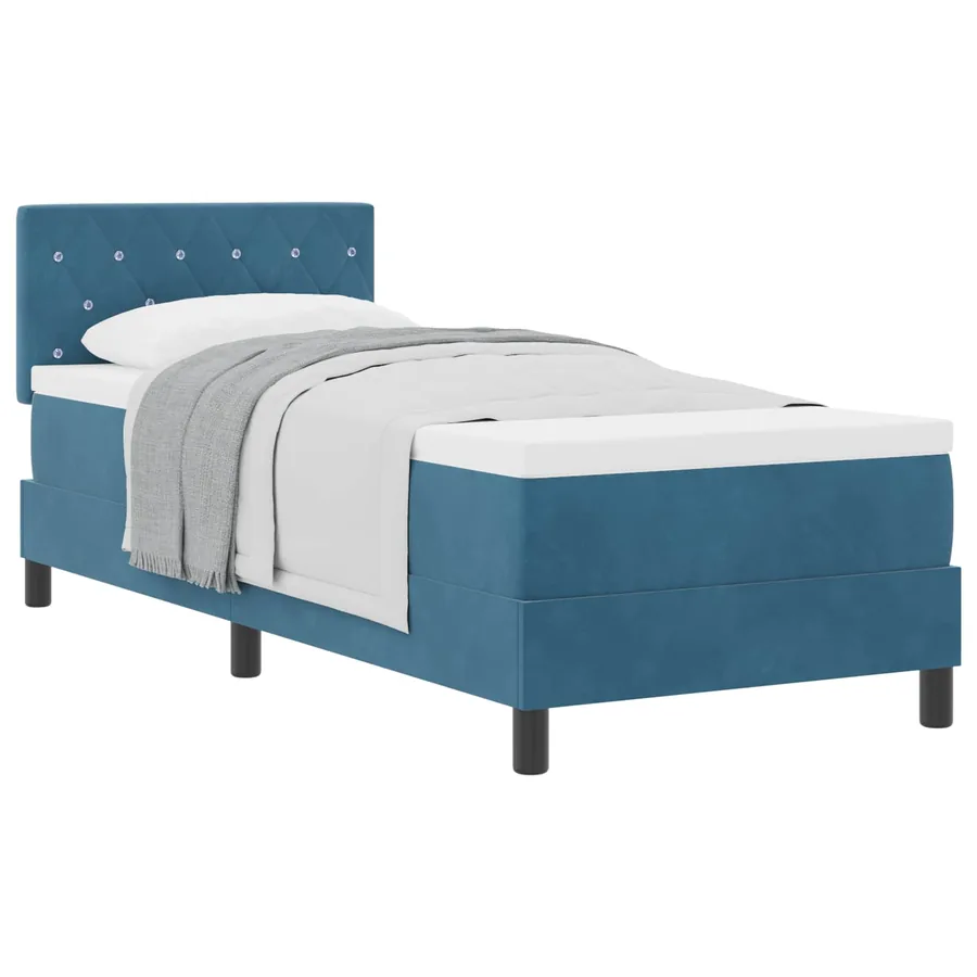Lit à ressorts avec matelas Bleu foncé 80 x 200 cm Velours - 2