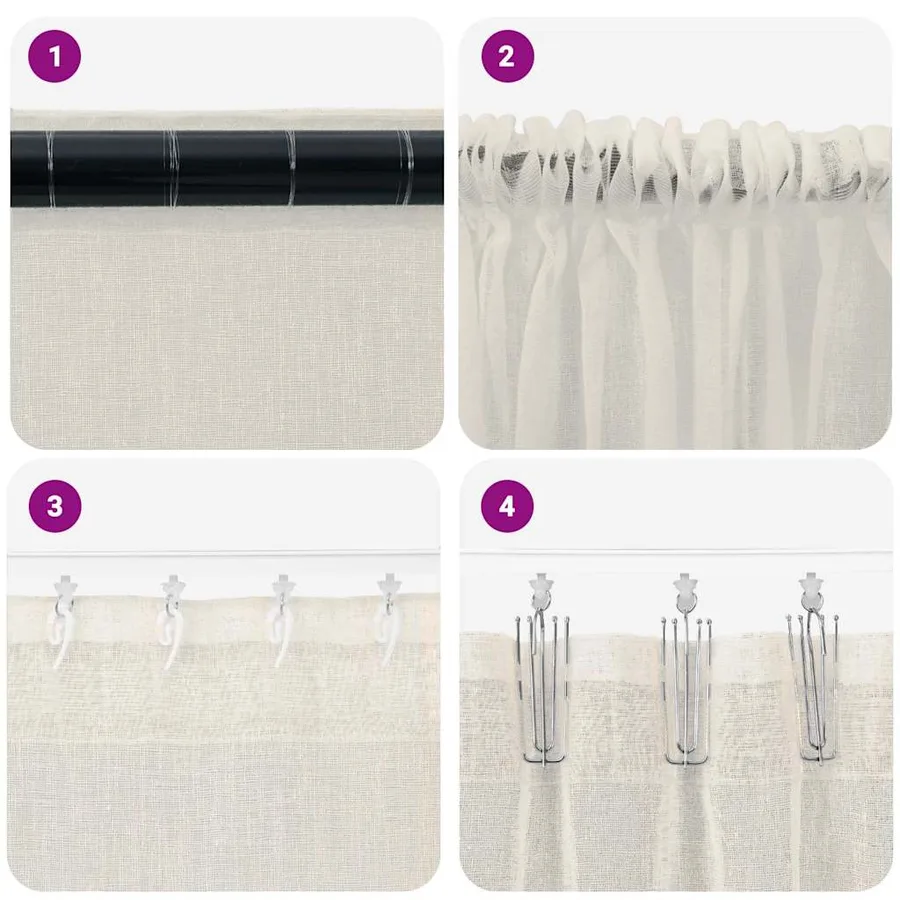 Rideau en Voile 2 pcs Crème 175 x 140 cm Polyester - 7