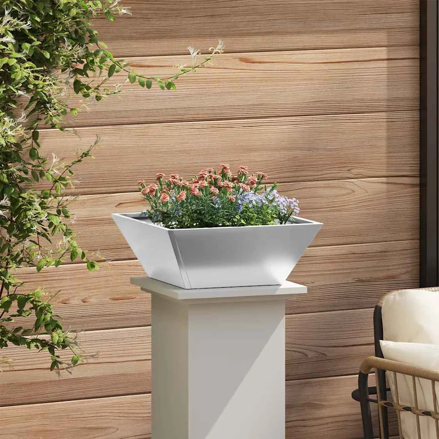 Cache-pot de jardin Argent 40 x 40 x 15 cm Acier galvanisé - 4