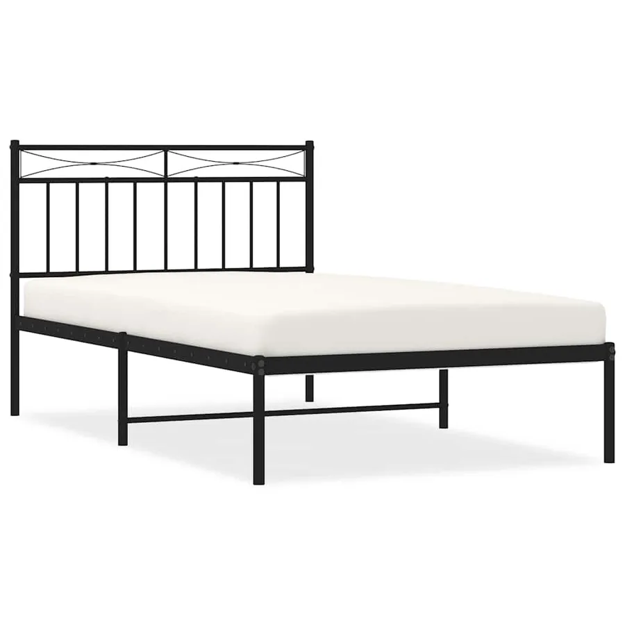 Cadre de lit métal sans matelas avec tête de lit noir 100x200cm - 2