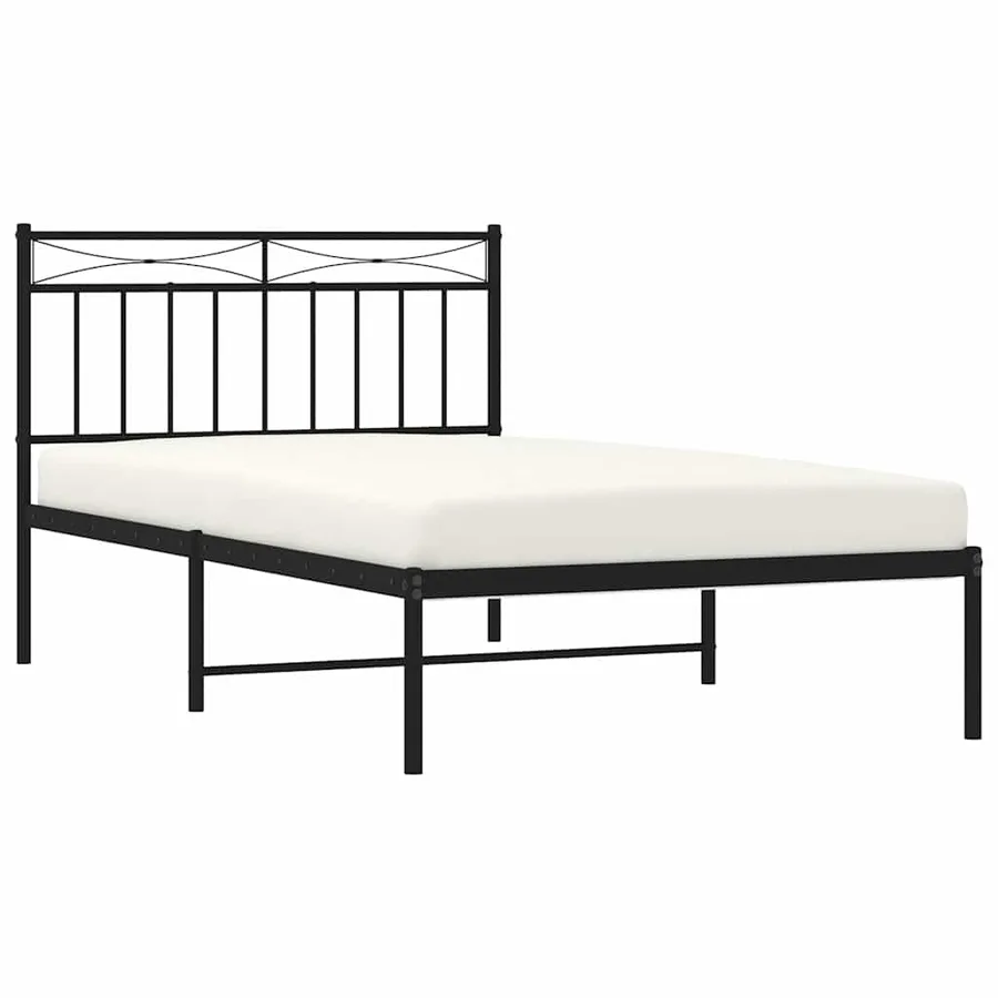 Cadre de lit métal sans matelas avec tête de lit noir 100x200cm - 4
