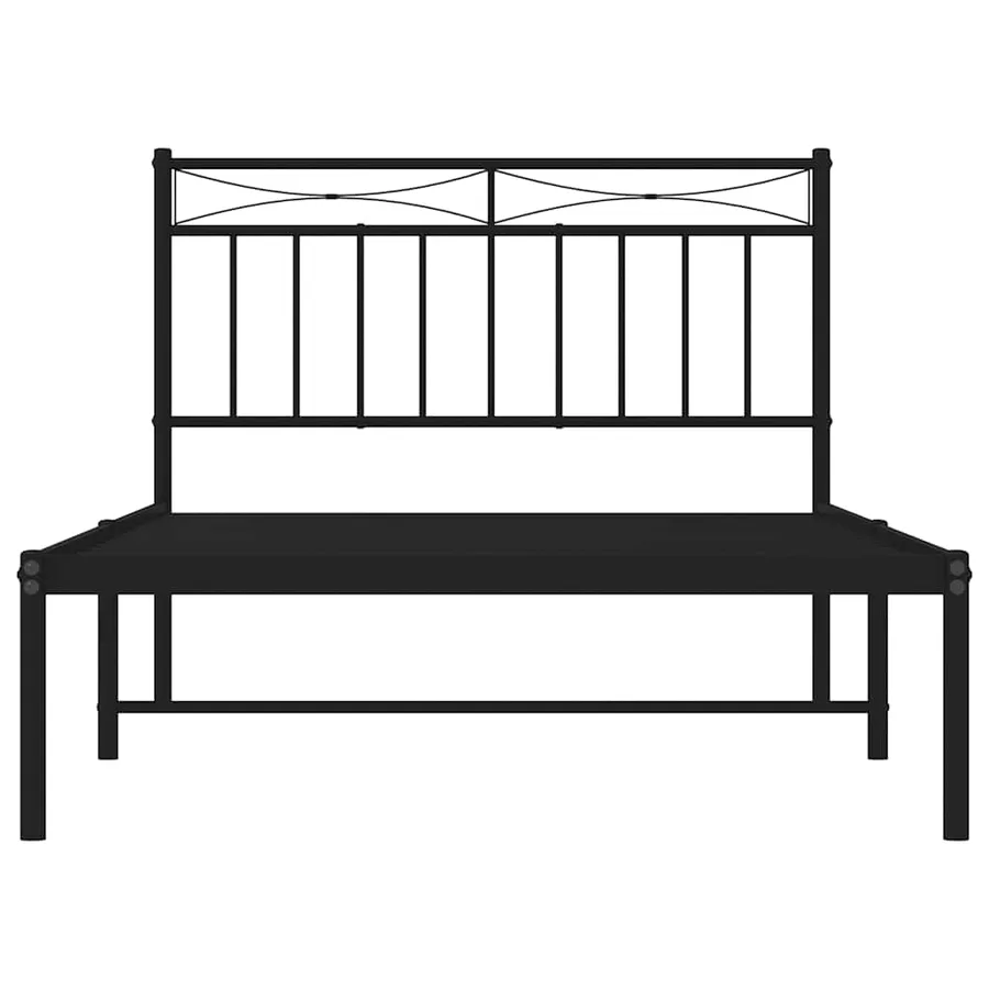 Cadre de lit métal sans matelas avec tête de lit noir 100x200cm - 5