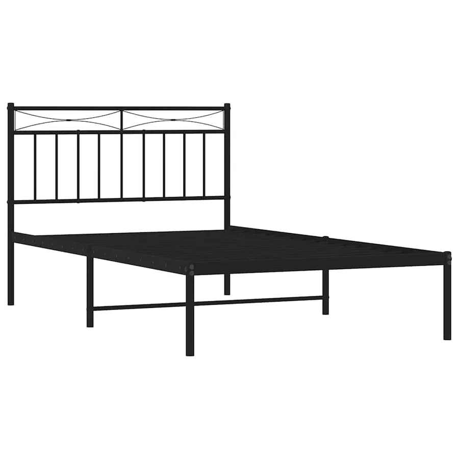 Cadre de lit métal sans matelas avec tête de lit noir 100x200cm - 6