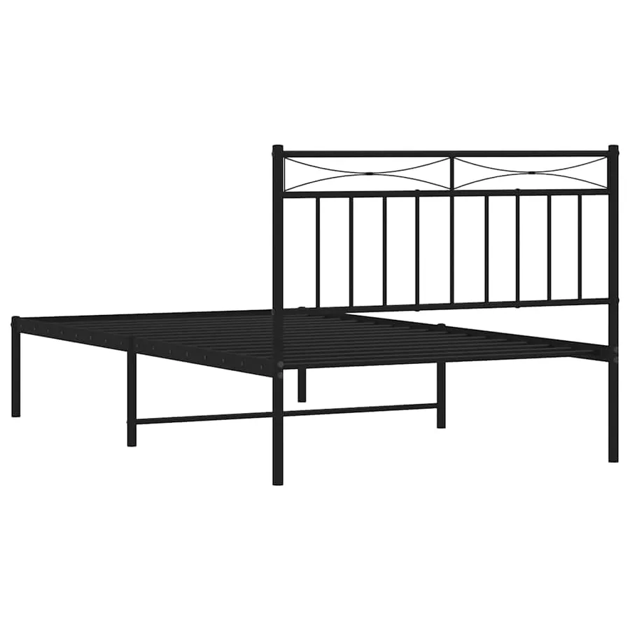 Cadre de lit métal sans matelas avec tête de lit noir 100x200cm - 8