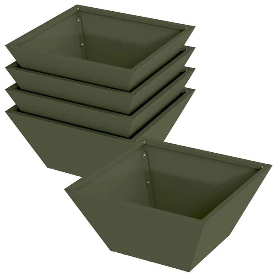 Cache-pot de jardin 5 pc Vert olive 35 x 35 x 15 cm - 2