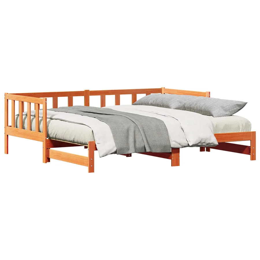 Lit Pull-out de Jour Brun cire 203.5 x 164 x 66 cm Pin massif - 2