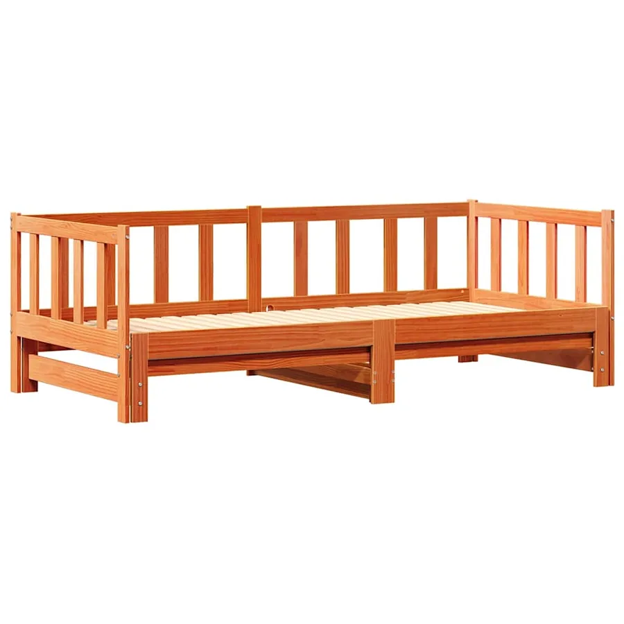 Lit Pull-out de Jour Brun cire 203.5 x 164 x 66 cm Pin massif - 4