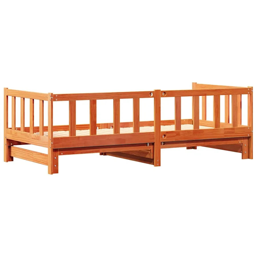 Lit Pull-out de Jour Brun cire 203.5 x 164 x 66 cm Pin massif - 7