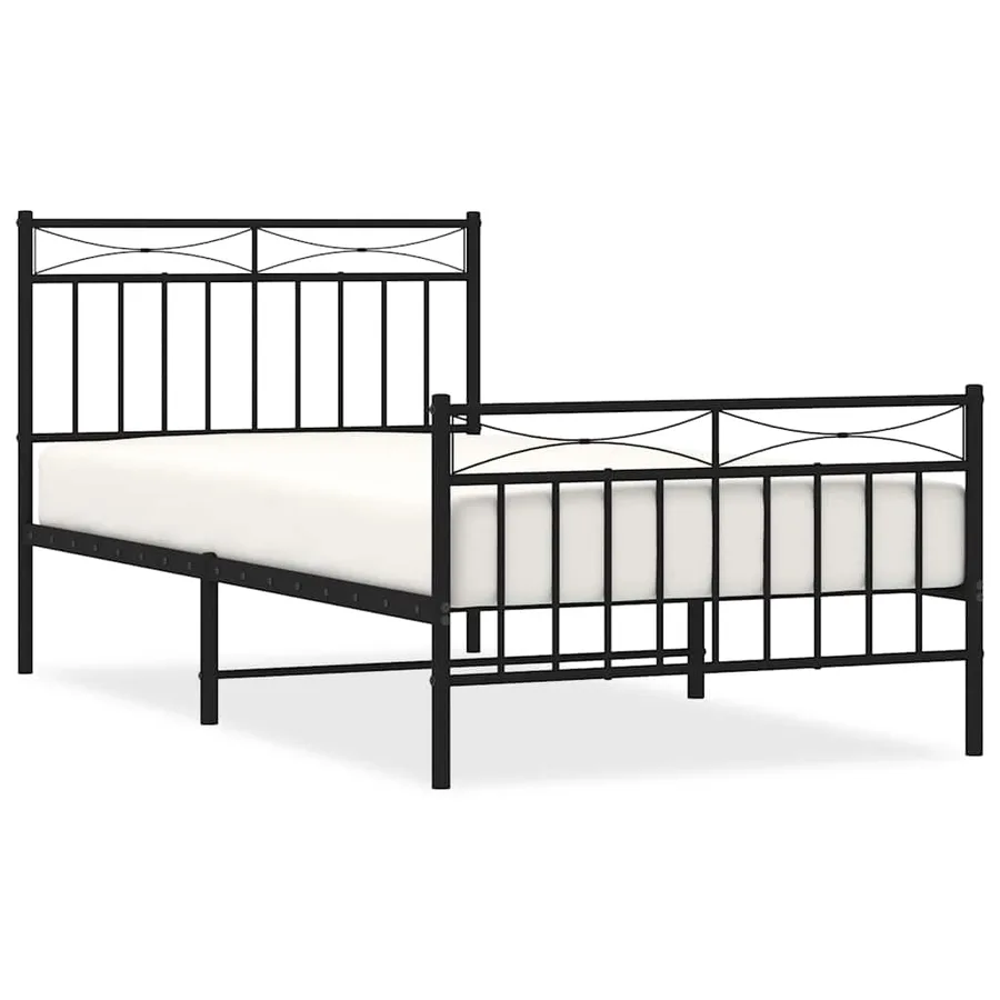 Cadre de lit métal sans matelas avec pied de lit noir 100x190cm - 2