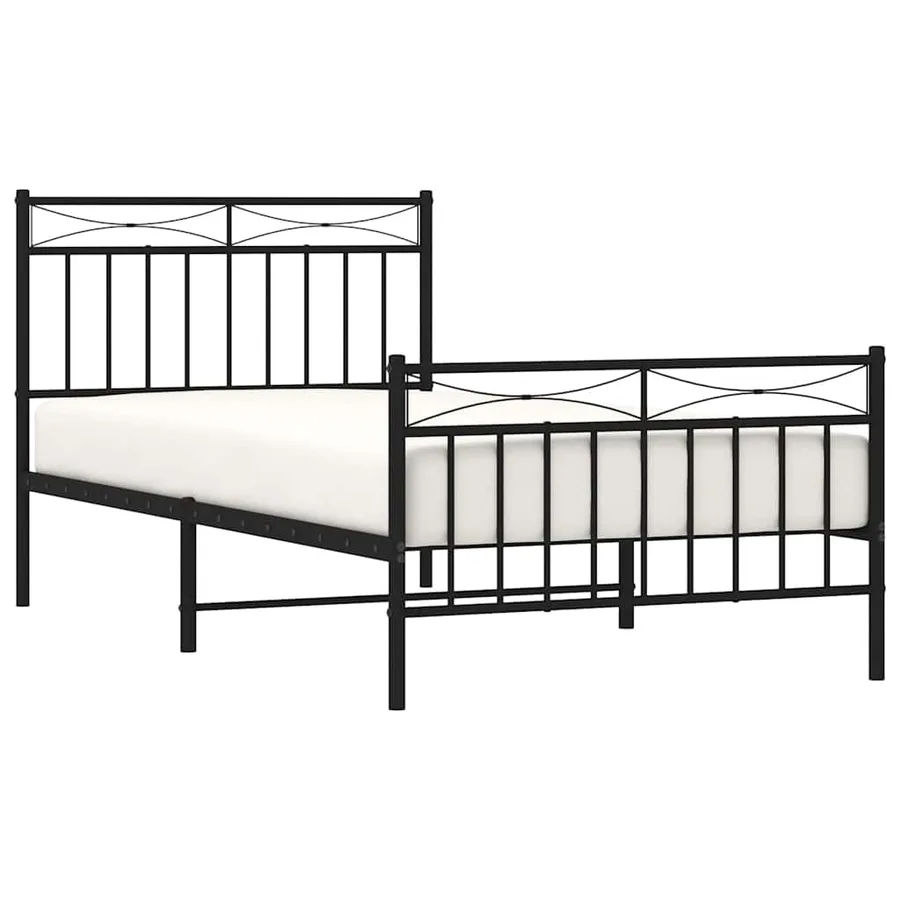 Cadre de lit métal sans matelas avec pied de lit noir 100x190cm - 4