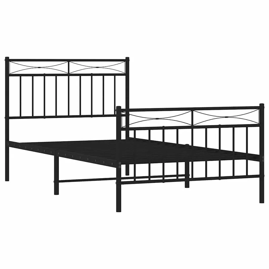 Cadre de lit métal sans matelas avec pied de lit noir 100x190cm - 5