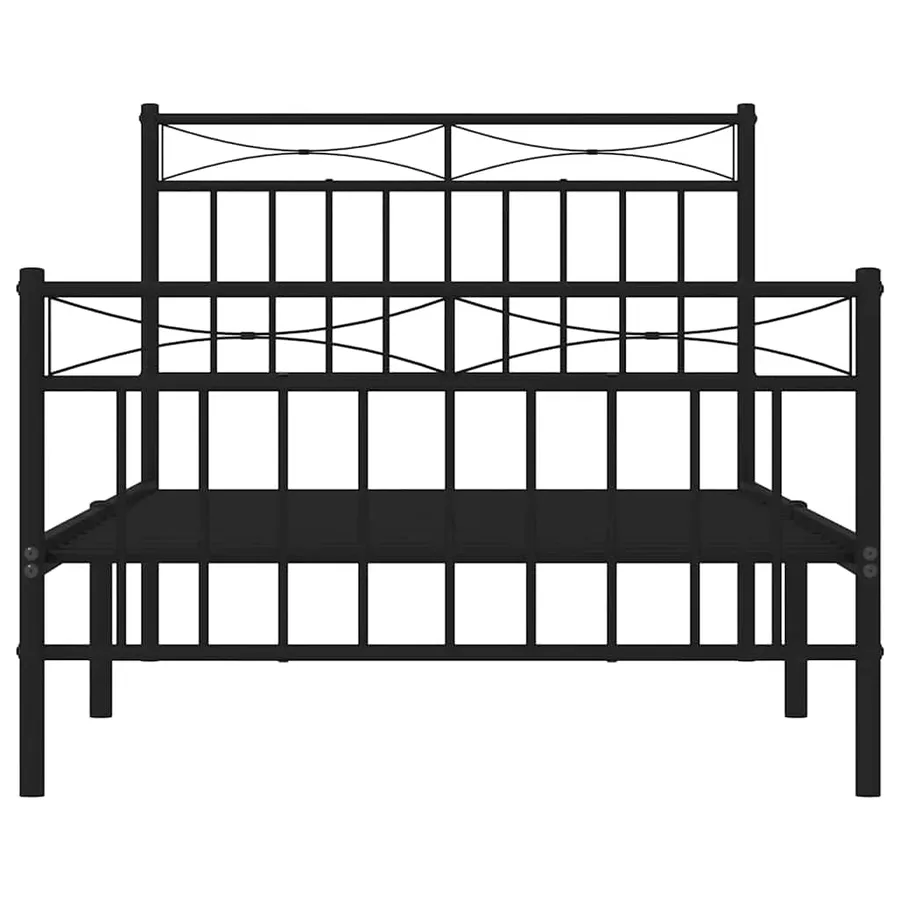 Cadre de lit métal sans matelas avec pied de lit noir 100x190cm - 6