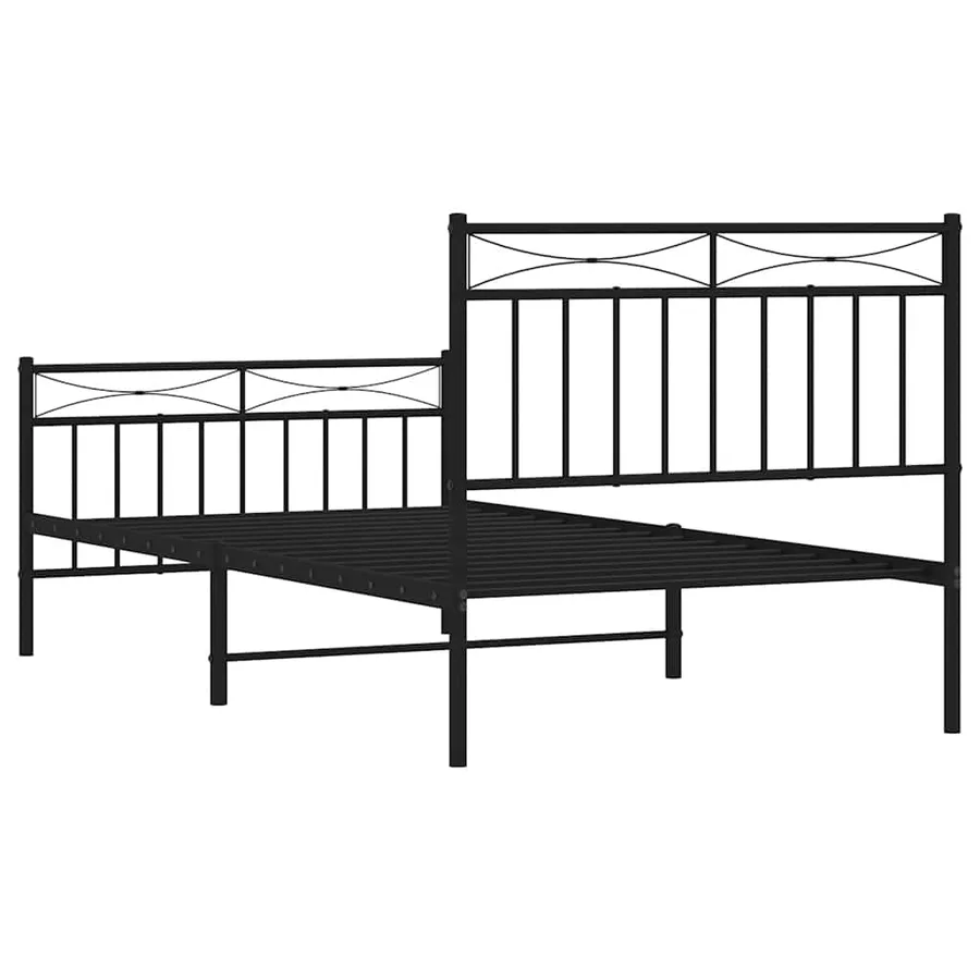 Cadre de lit métal sans matelas avec pied de lit noir 100x190cm - 8