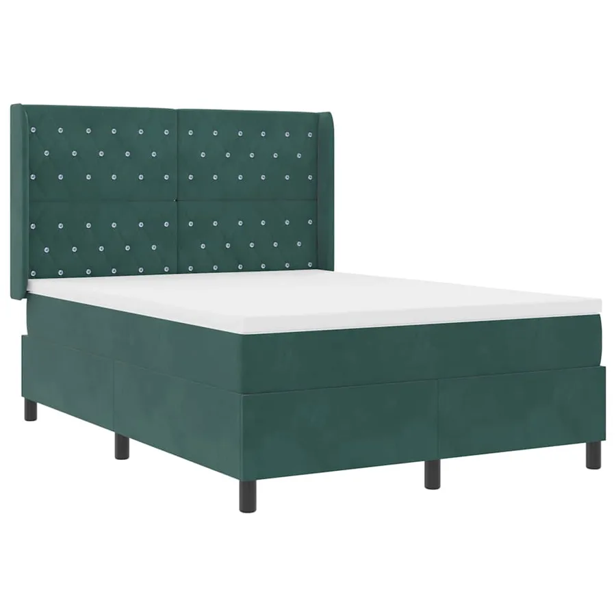 Lit à ressorts avec bandes LED Vert 140 x 190 cm Velours - 2
