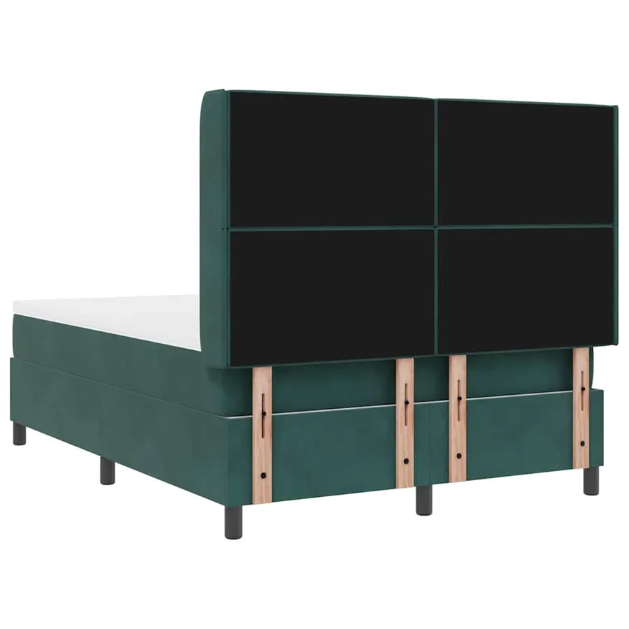Lit à ressorts avec bandes LED Vert 140 x 190 cm Velours - 8