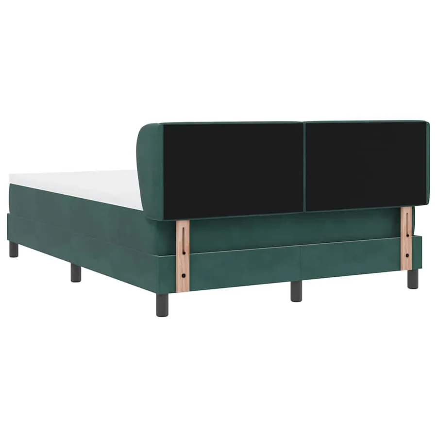 Lit à ressorts avec tête de lit Vert foncé 140 x 200 cm Velours - 9