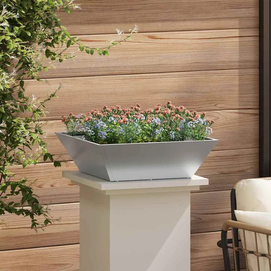 Cache-pot de jardin Argent 50 x 50 x 15 cm Acier galvanisé - 4