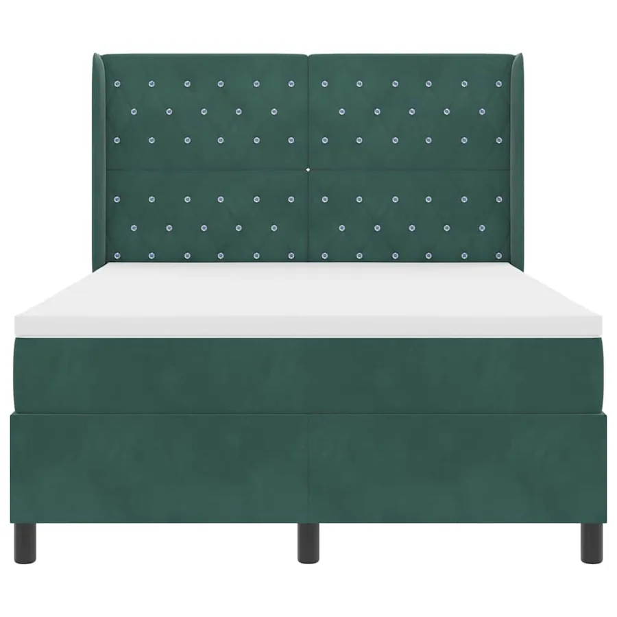 Lit à ressorts avec matelas Vert foncé 140 x 190 cm Velours - 7
