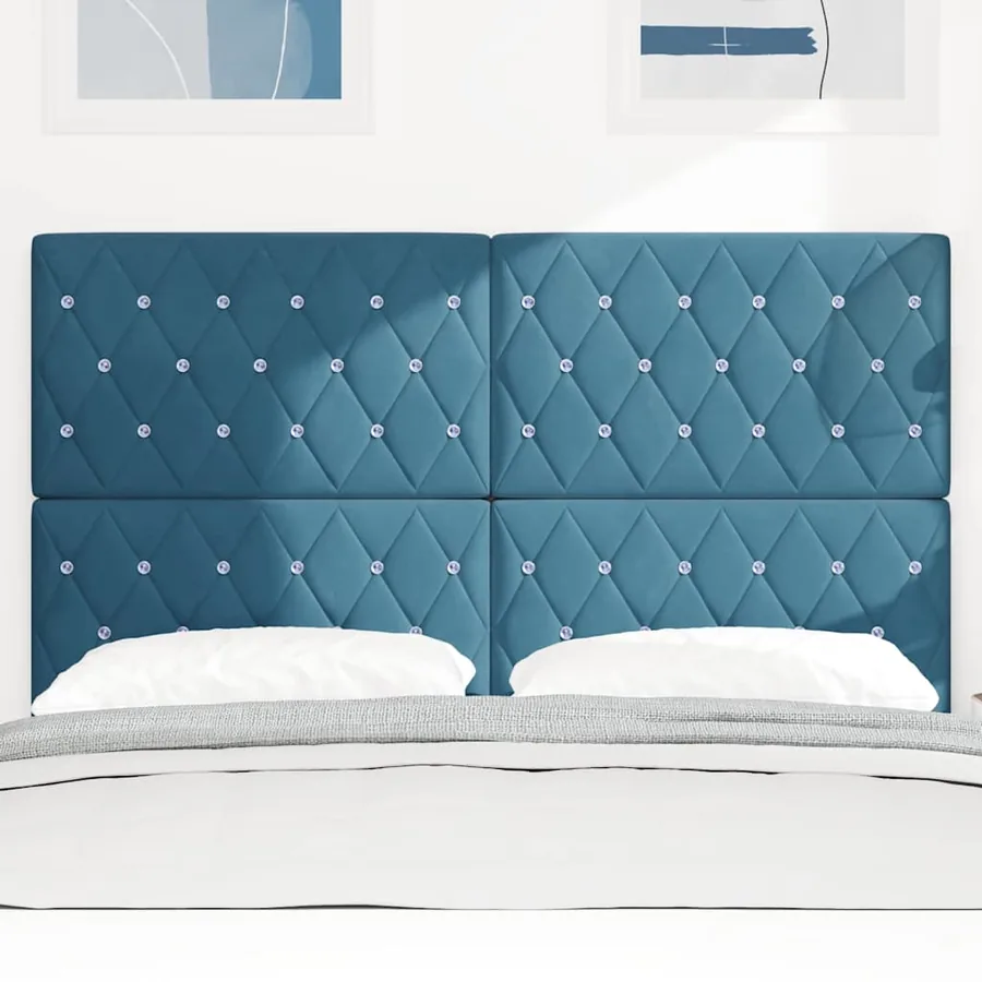 Tête de lit LED avec bandes LED Bleu foncé 144 cm Velours - 3