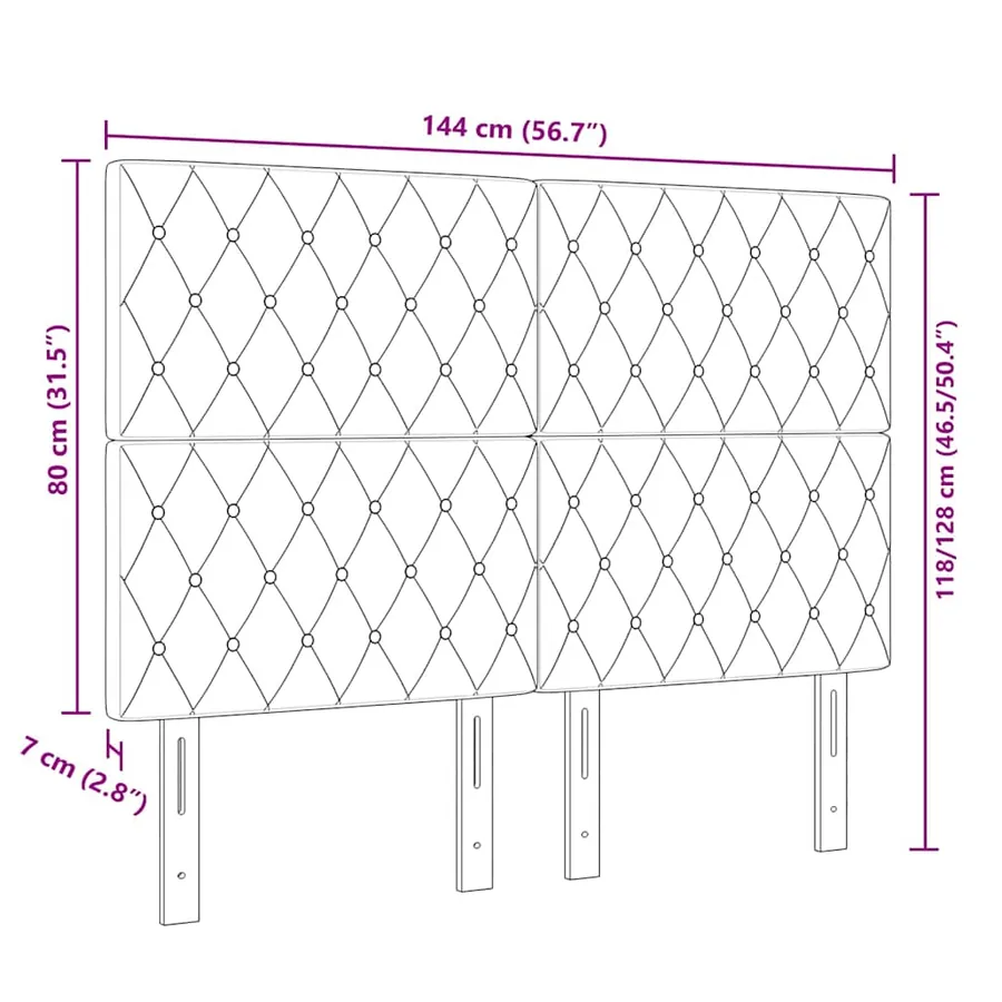 Tête de lit LED avec bandes LED Bleu foncé 144 cm Velours - 8