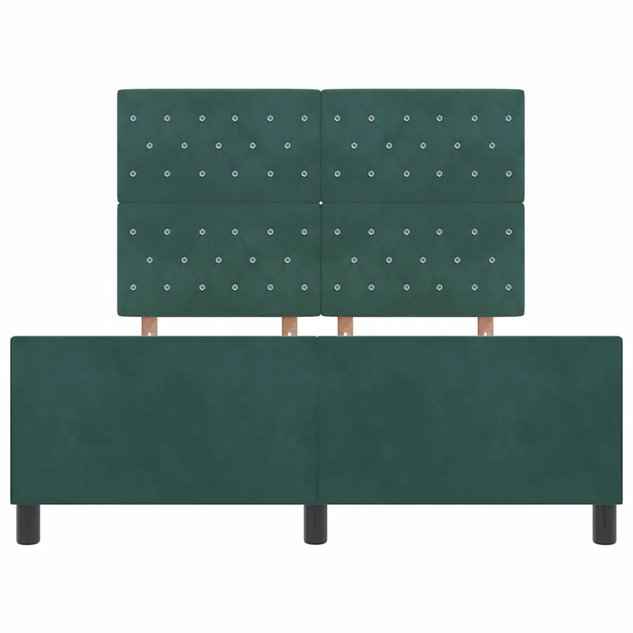 Lit à ressorts avec tête de lit Vert foncé 140 x 190 cm Velours - 7